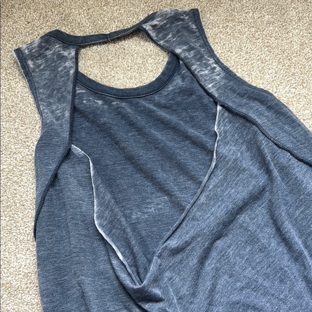 Spiritual Gangster blue Tank Top with Bold White Text - Picture 3 of 5